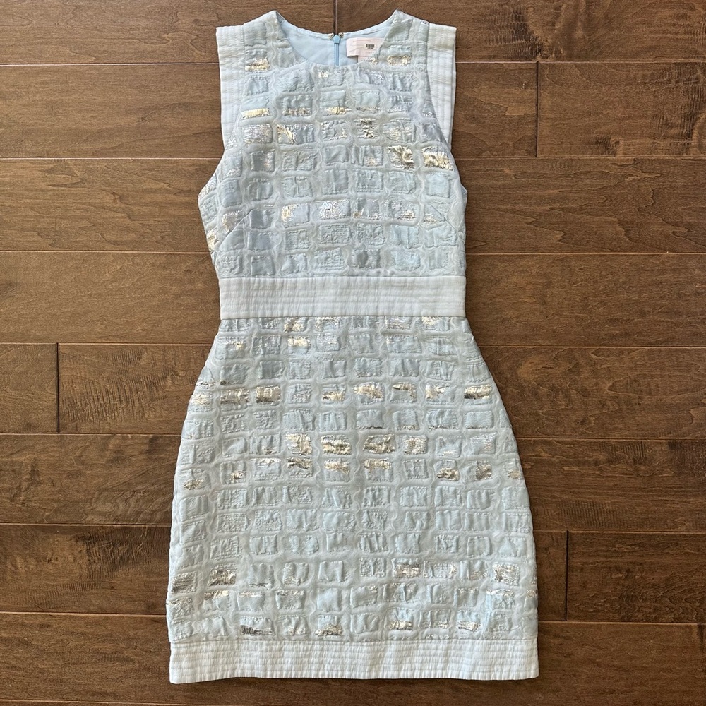 Genny Metallic Embossed Textured Sleeveless Mini Dress